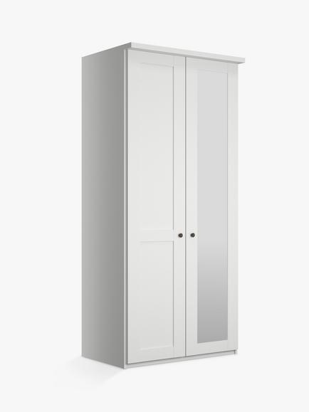 John Lewis Marlow 100cm Hinged Wardrobe with Right Mirror, White