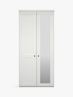 John Lewis Marlow 100cm Hinged Wardrobe with Right Mirror - view 2, Off White
