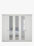 John Lewis Marlow 250cm Mirrored Hinged Wardrobe, Off White