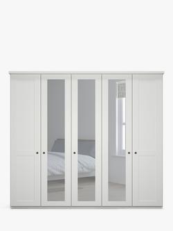 John Lewis Marlow 250cm Mirrored Hinged Wardrobe - view 2, Off White