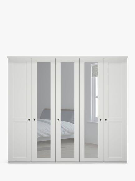 John Lewis Marlow 250cm Mirrored Hinged Wardrobe - view 2, White