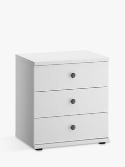 John Lewis Marlow 3 Drawer Bedside Table, 50cm, Off White