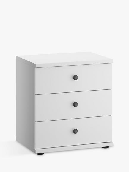 John Lewis Marlow 3 Drawer Bedside Table, 50cm, White