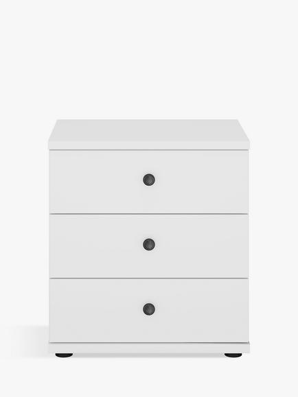 John Lewis Marlow 3 Drawer Bedside Table, 50cm - view 2, White
