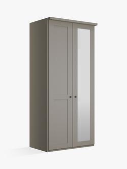 John Lewis Marlow 100cm Hinged Wardrobe with Right Mirror, Pebble Grey