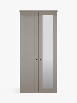 John Lewis Marlow 100cm Hinged Wardrobe with Right Mirror - view 2, Pebble Grey