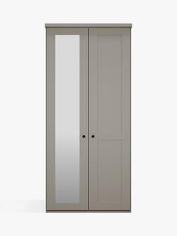 John Lewis Marlow 100cm Hinged Wardrobe with Left Mirror - view 2, Pebble Grey