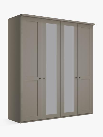 John Lewis Marlow 200cm Mirrored Hinged Wardrobe, Pebble Grey