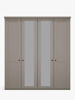 John Lewis Marlow 200cm Mirrored Hinged Wardrobe - view 2, Pebble Grey