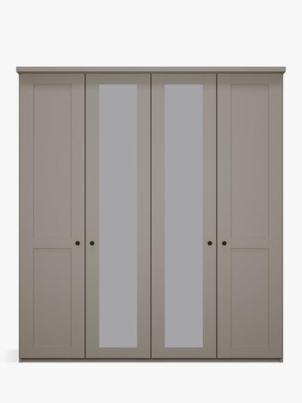 John Lewis Marlow 200cm Mirrored Hinged Wardrobe - view 2, Pebble Grey