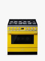 Smeg Portofino CPF9G Dual Fuel Range Cooker, A+ Energy Rating, Yellow