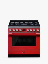 Smeg Portofino CPF9G Dual Fuel Range Cooker, A+ Energy Rating, Red