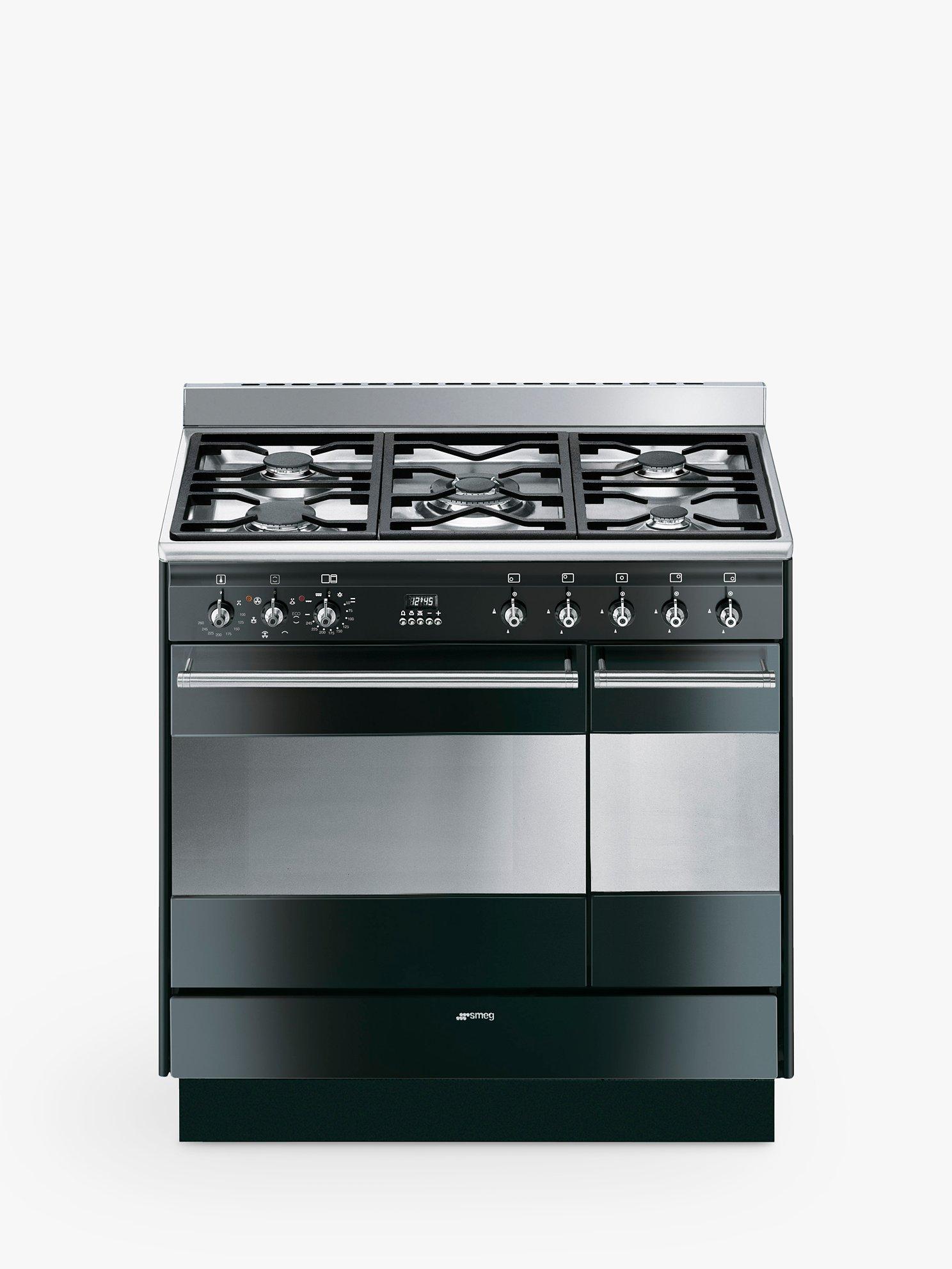 Smeg Concert SUK92MBL9 90cm Dual Double Range Cooker with Gas Hob, A Energy Rating, Black