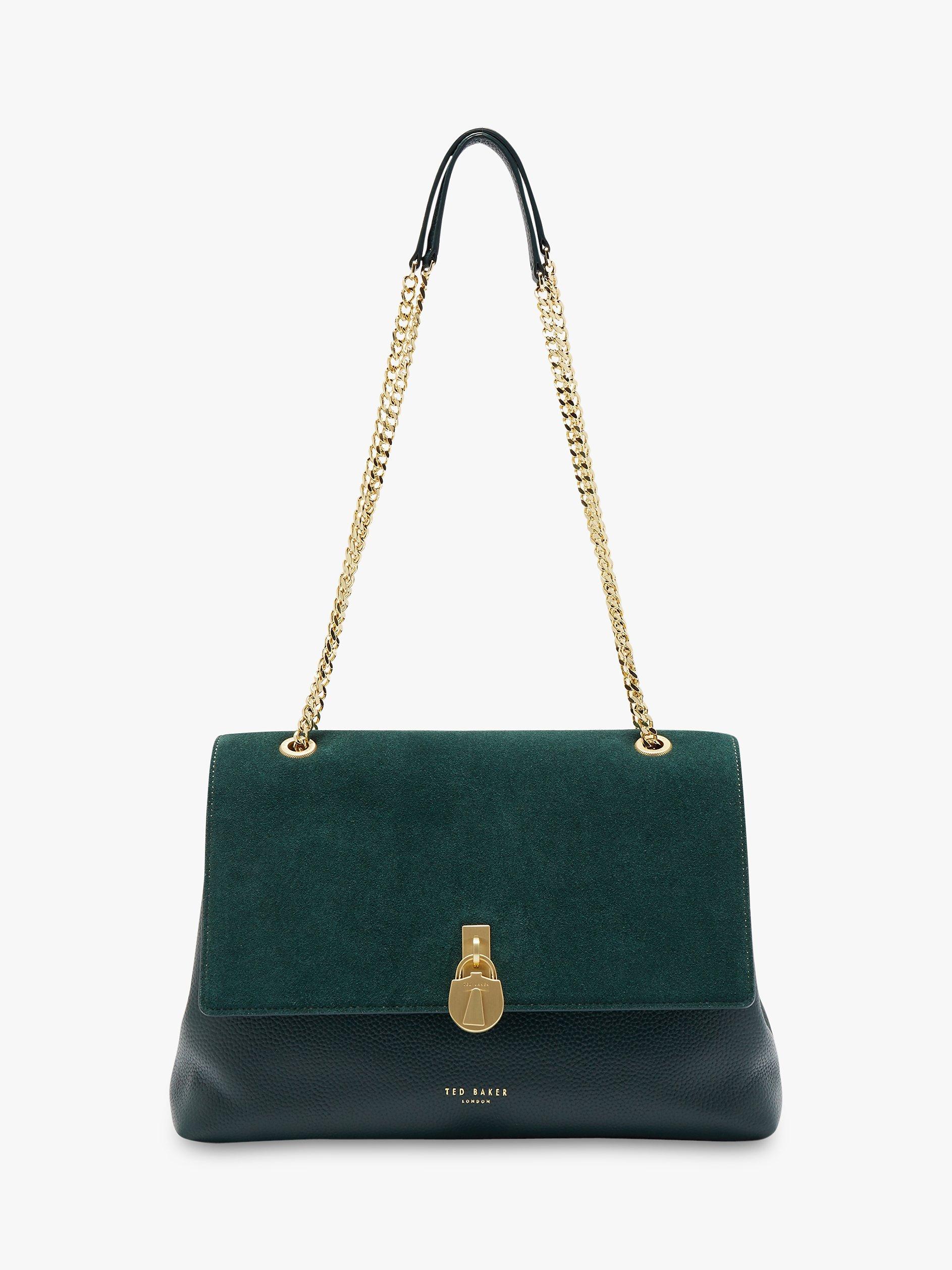 Ted Baker Hermiaa Padlock Detail Leather Shoulder Bag Dark Green