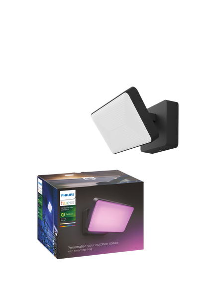 Philips Hue White and Colour Ambiance Discover LED Smart Outdoor Floodlight, Black, White