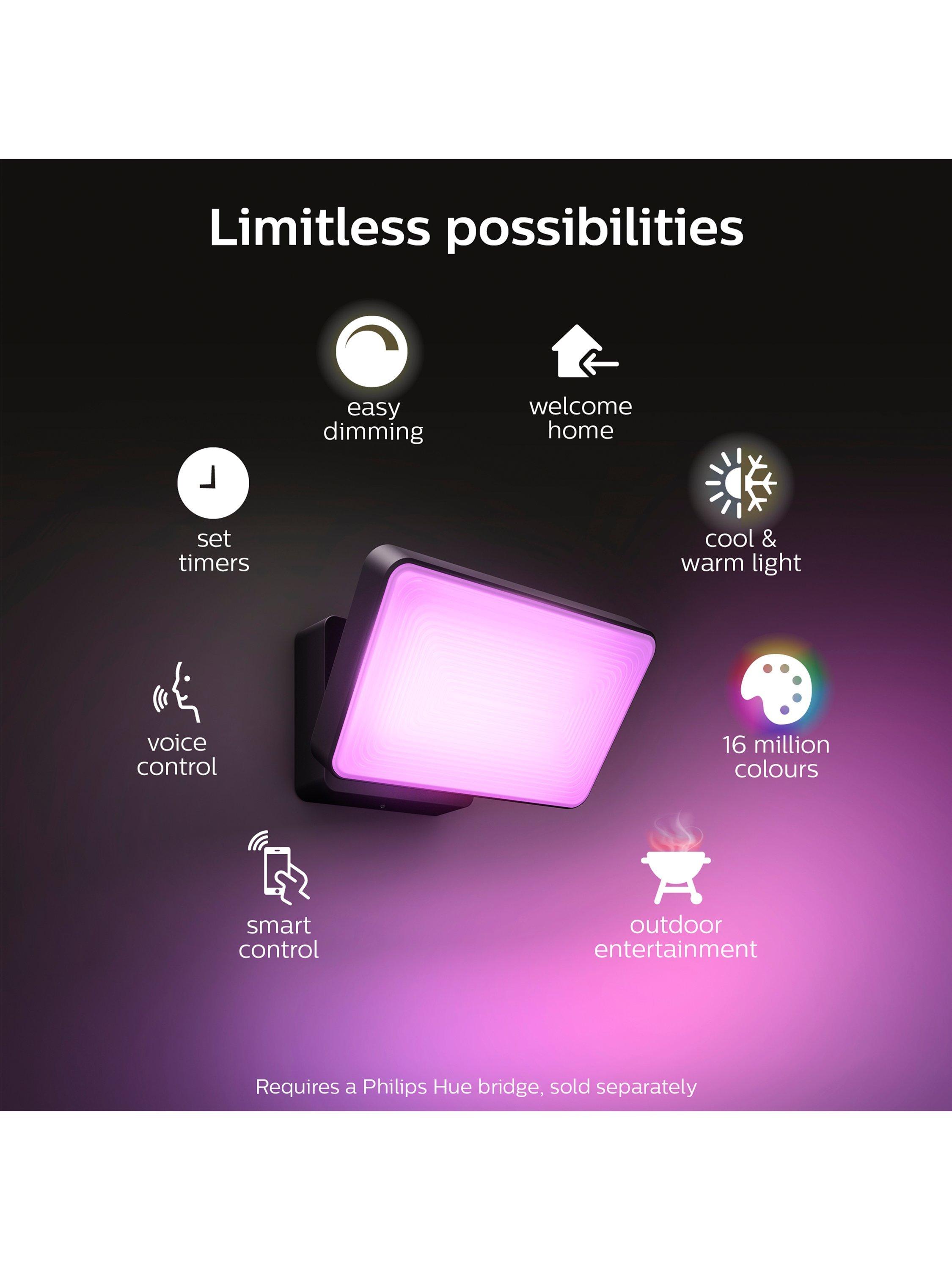 Philips Hue White and Colour Ambiance Discover LED Smart Outdoor Floodlight Black