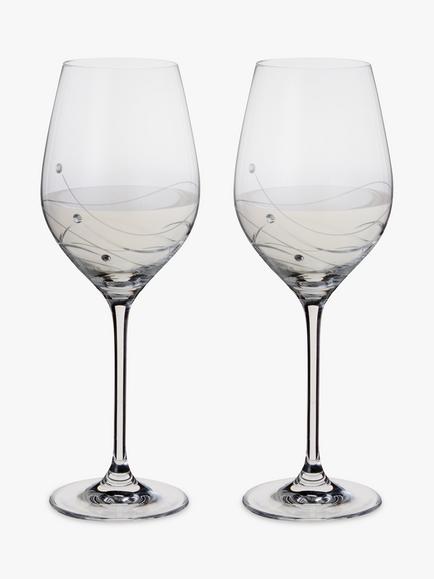 Dartington Crystal Glitz Wine Glasses, 330ml, Set of 2, Clear, Clear