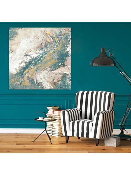 John Lewis Dominic James Studio 'Meditation' Embellished Framed Canvas, 100 x 100cm, Blue/Multi - view 2, Blue/Multi