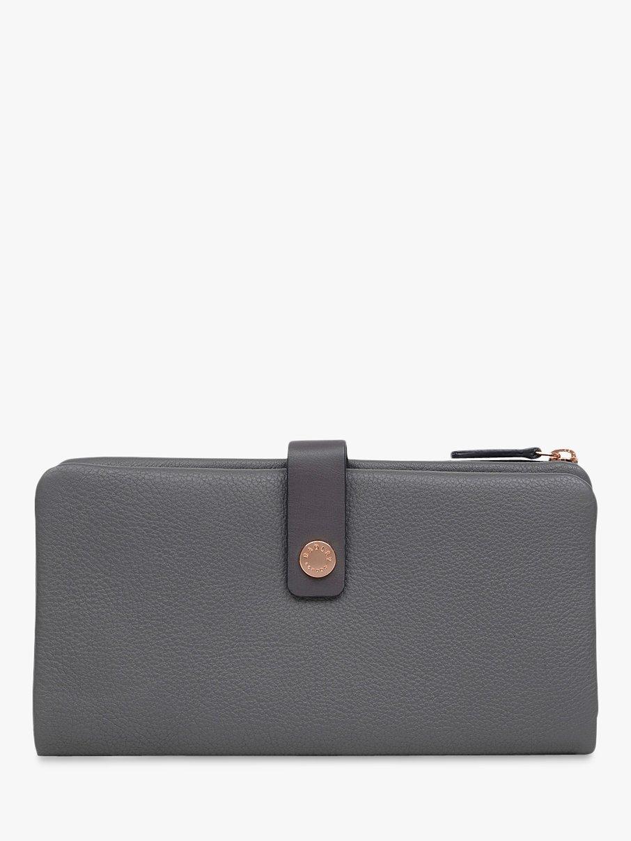 Product image 1 of 3, which shows Radley Larks Wood Leather Large Folded Matinee Purse, Grey