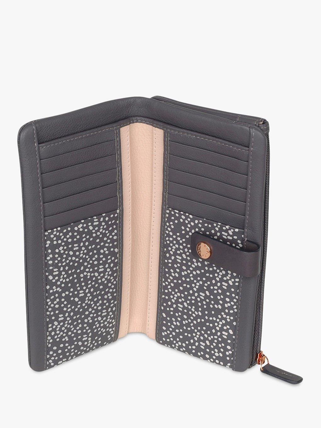 Product image 2 of 3, which shows Radley Larks Wood Leather Large Folded Matinee Purse, Grey