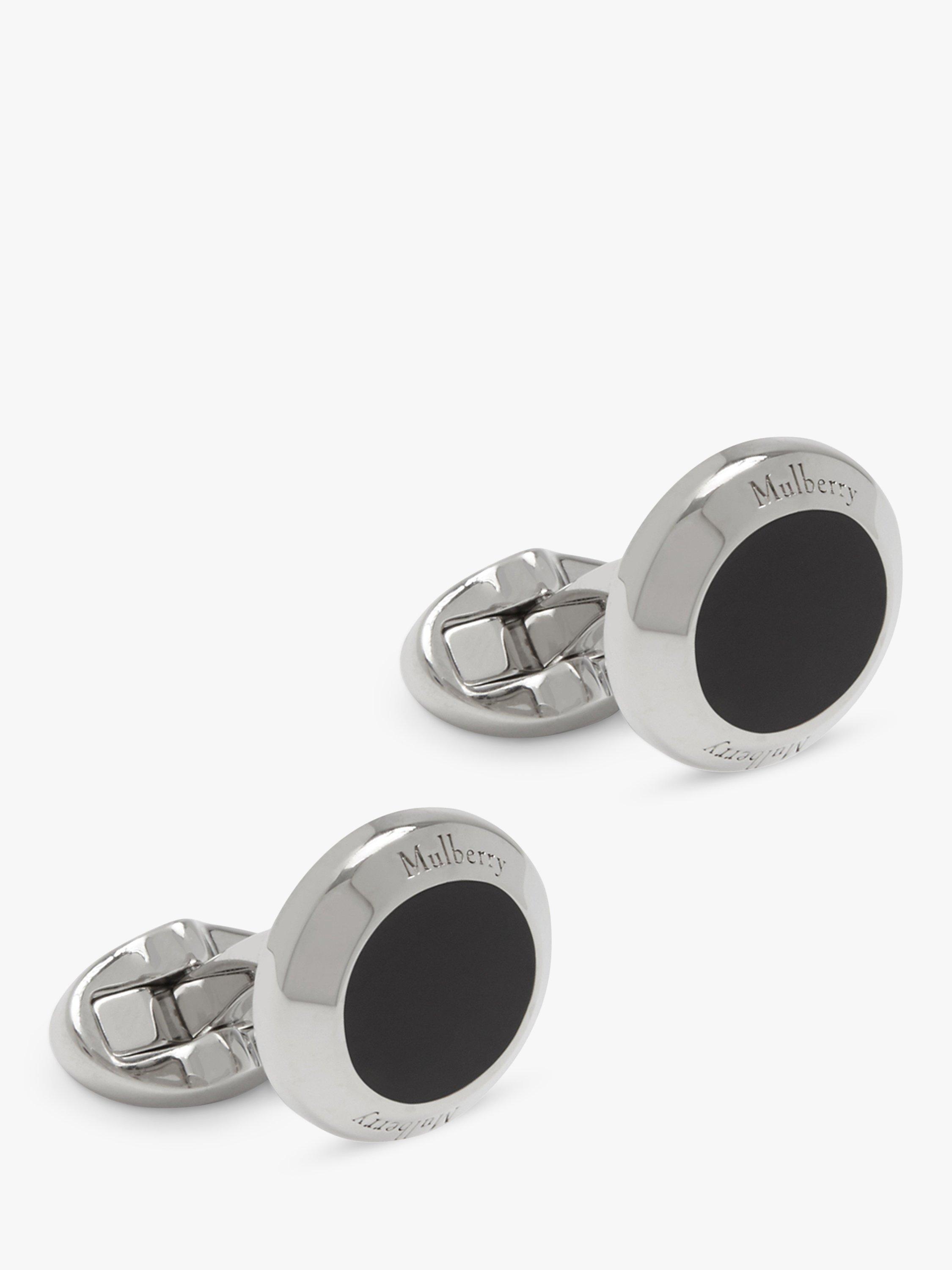 Mulberry Enamel Coin Tree Cufflinks, Black