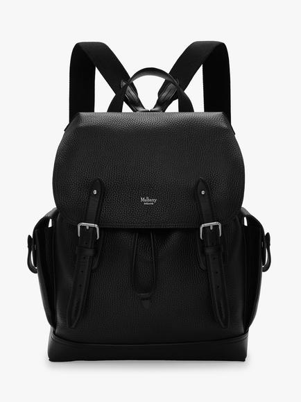 Mulberry Heritage Grain Veg Tanned Leather Backpack, Black
