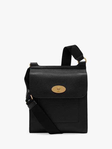 Mulberry Antony Small Classic Grain Leather Satchel, Black/Gold