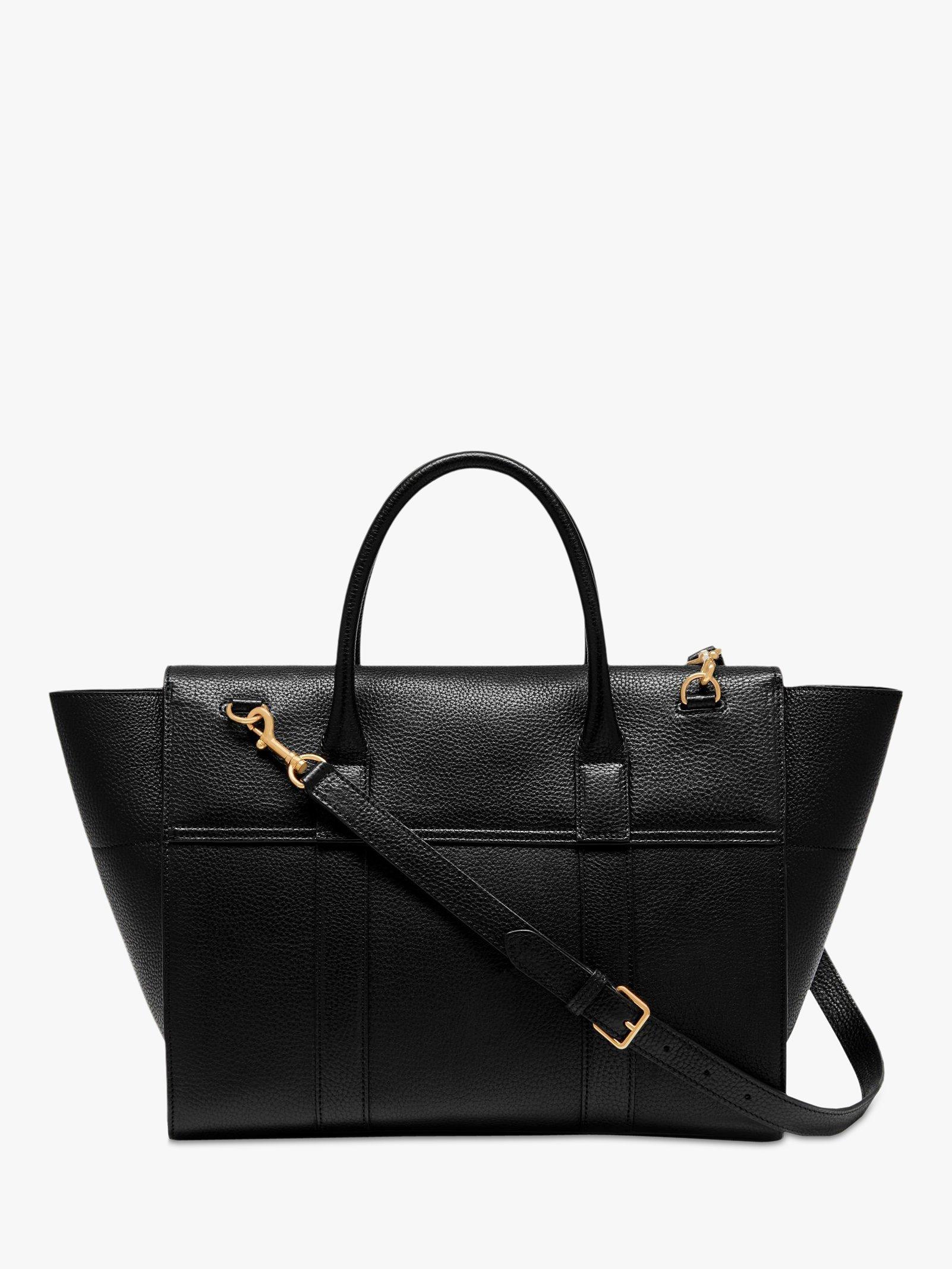 Mulberry Bayswater with Strap Small Classic Grain Leather Bag Black