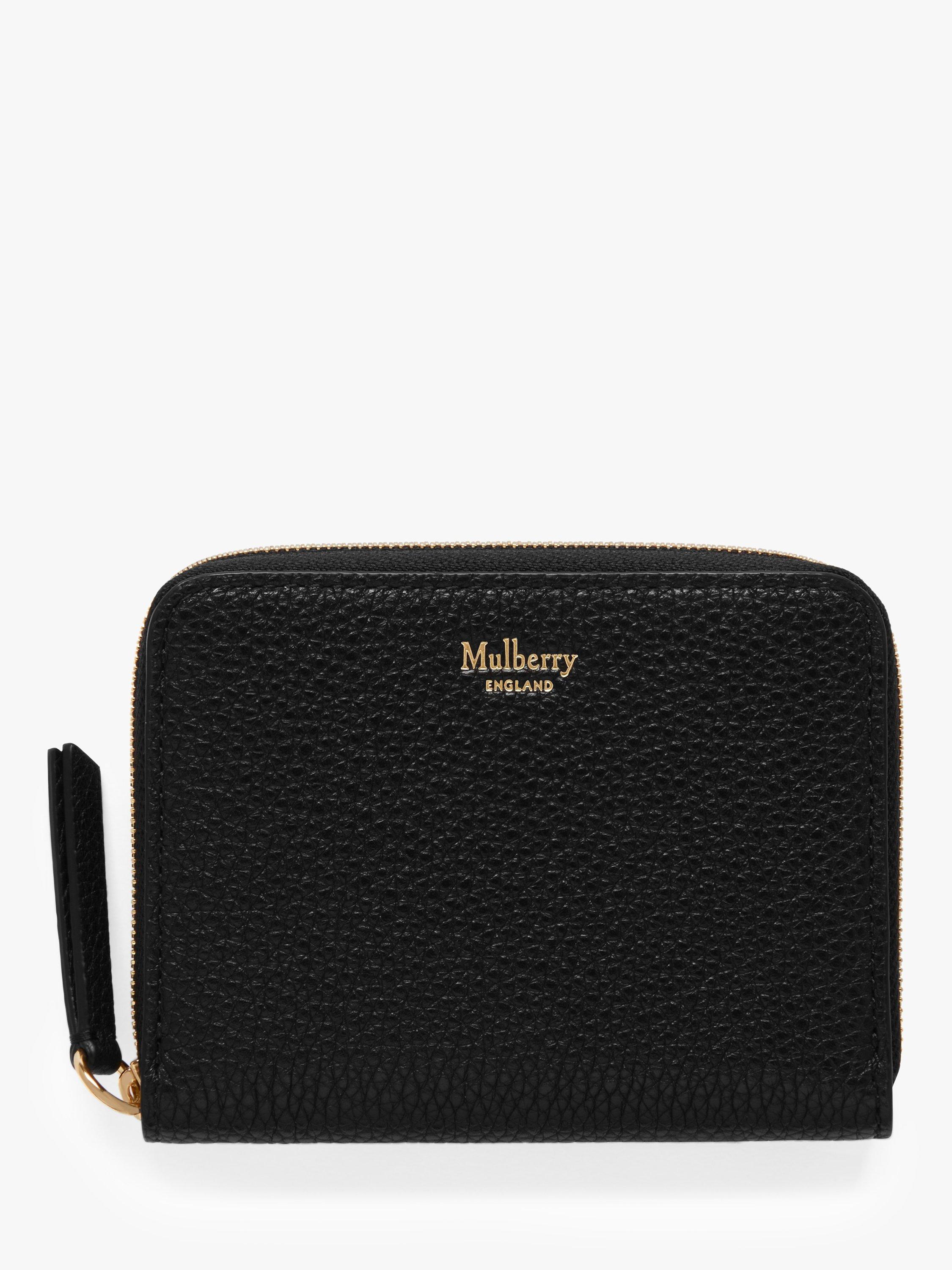 Product image 1 of 2, which shows Mulberry Classic Grain Leather Small Zip-Around Purse, Black