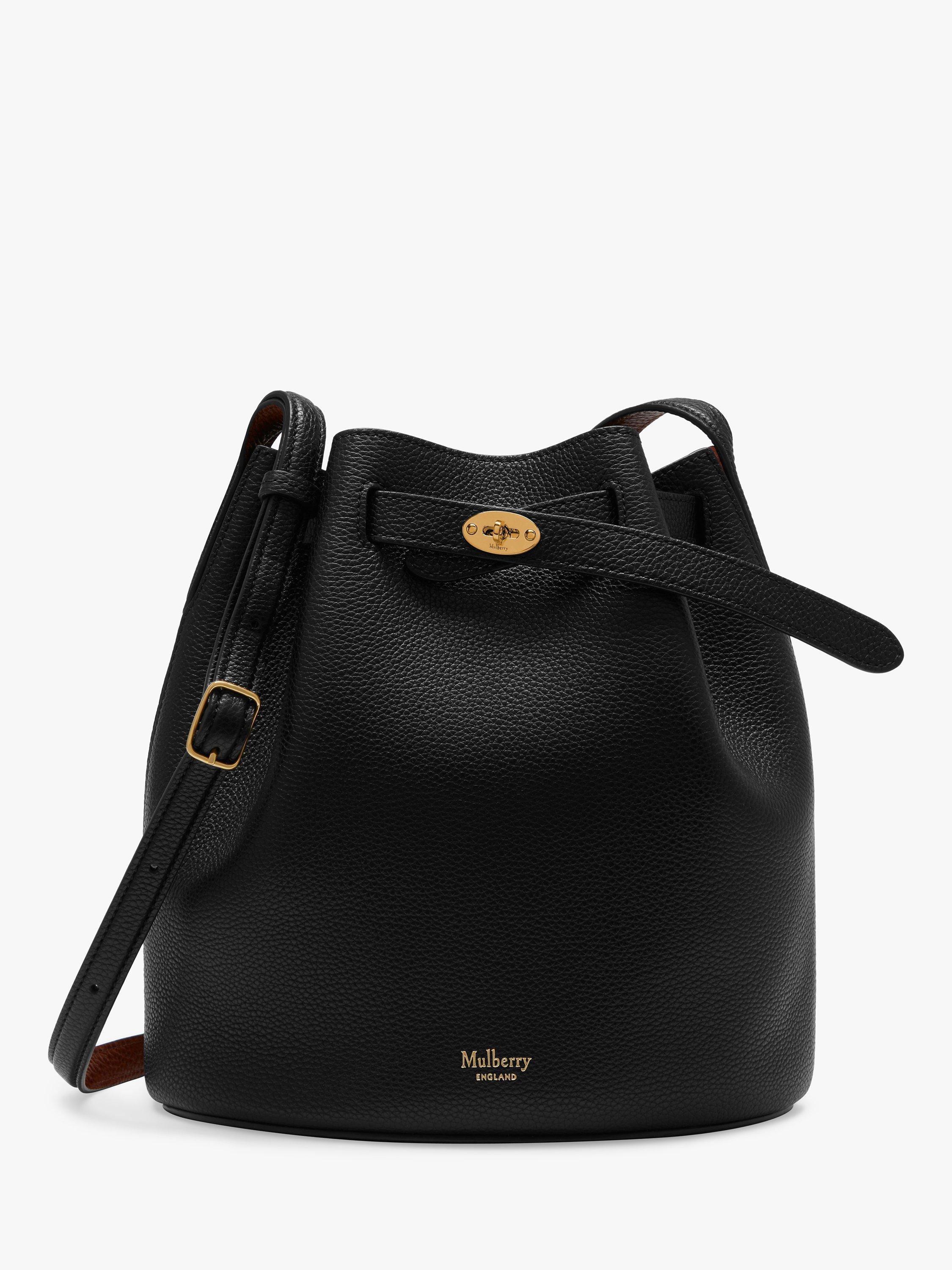 Mulberry Abbey Small Classic Grain Leather Bucket Bag, Black