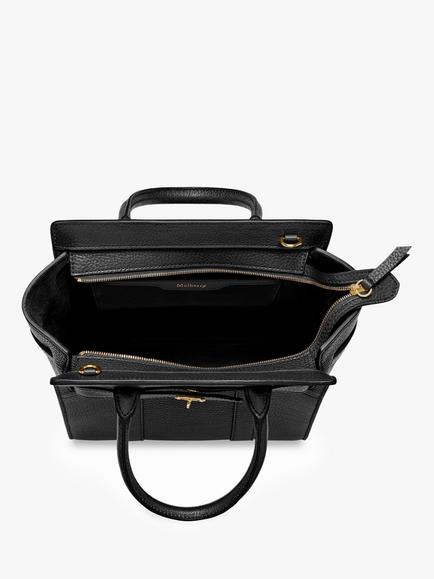 Mulberry Mini Bayswater Zipped Classic Grain Leather Tote Bag - view 2, Black
