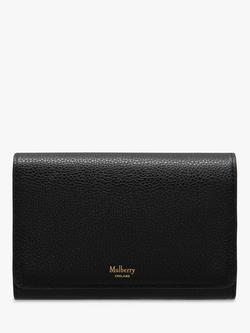Mulberry Continental Small Classic Grain Leather Medium French Purse, Black