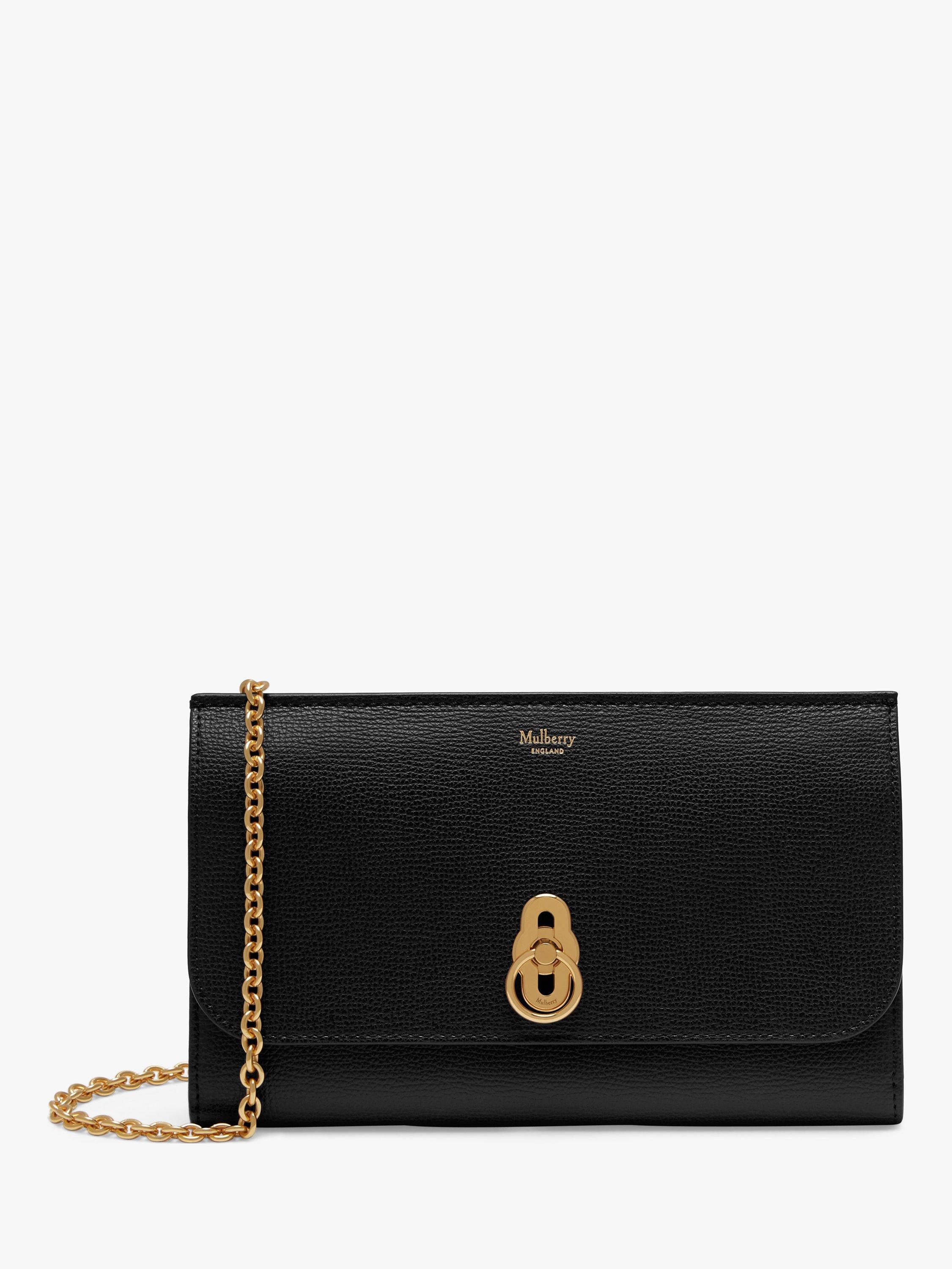 Product image 1 of 5, which shows Mulberry Amberley Cross Grain Leather Clutch Bag, Black