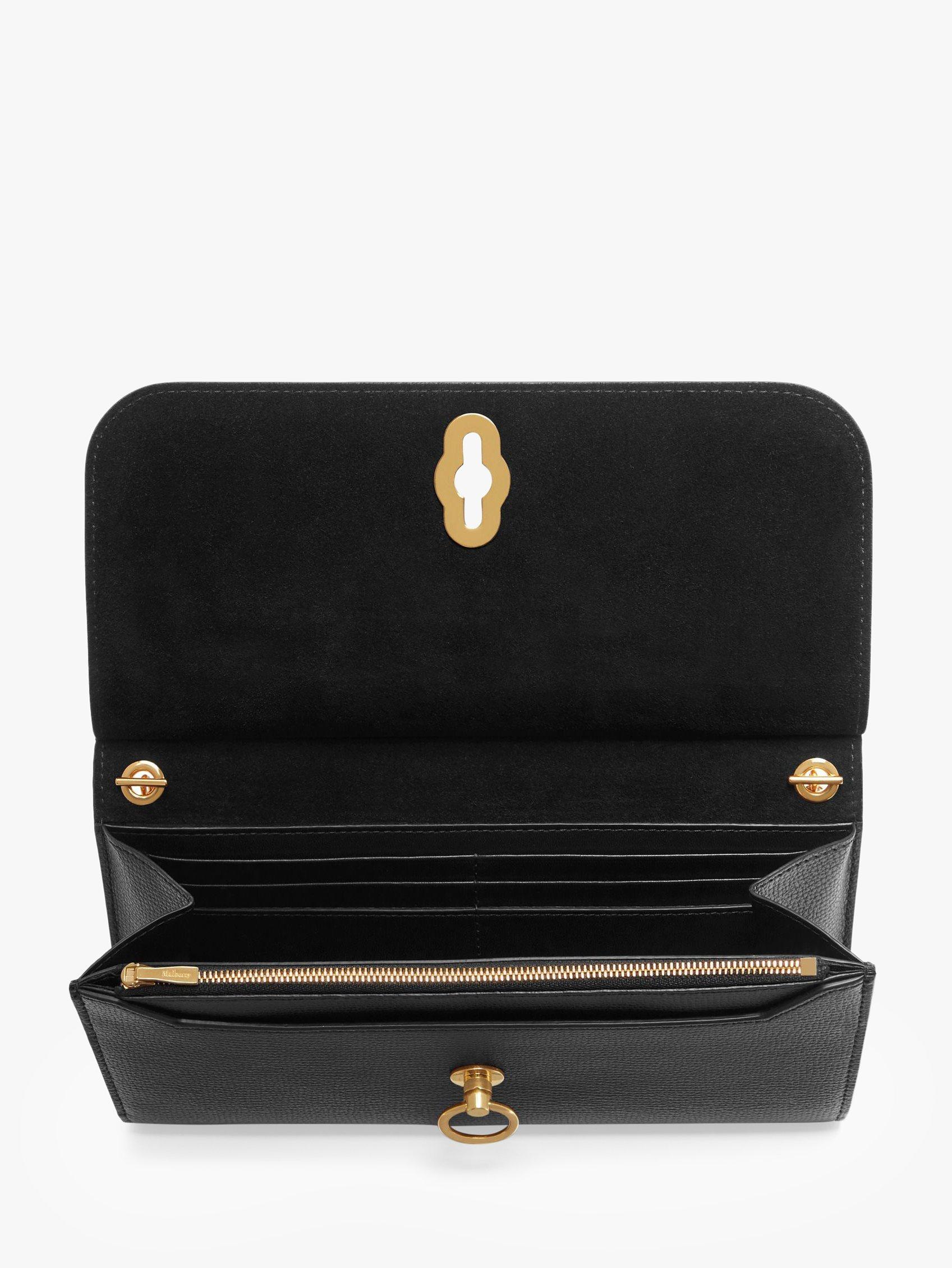 Product image 2 of 5, which shows Mulberry Amberley Cross Grain Leather Clutch Bag, Black