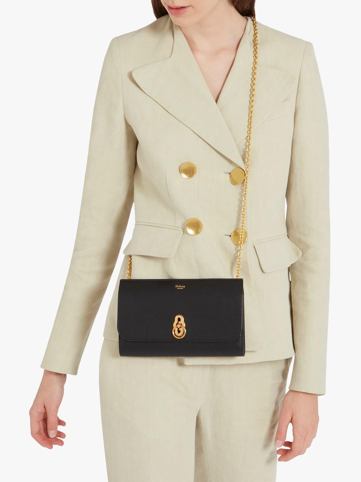 Product image 4 of 5, which shows Mulberry Amberley Cross Grain Leather Clutch Bag, Black