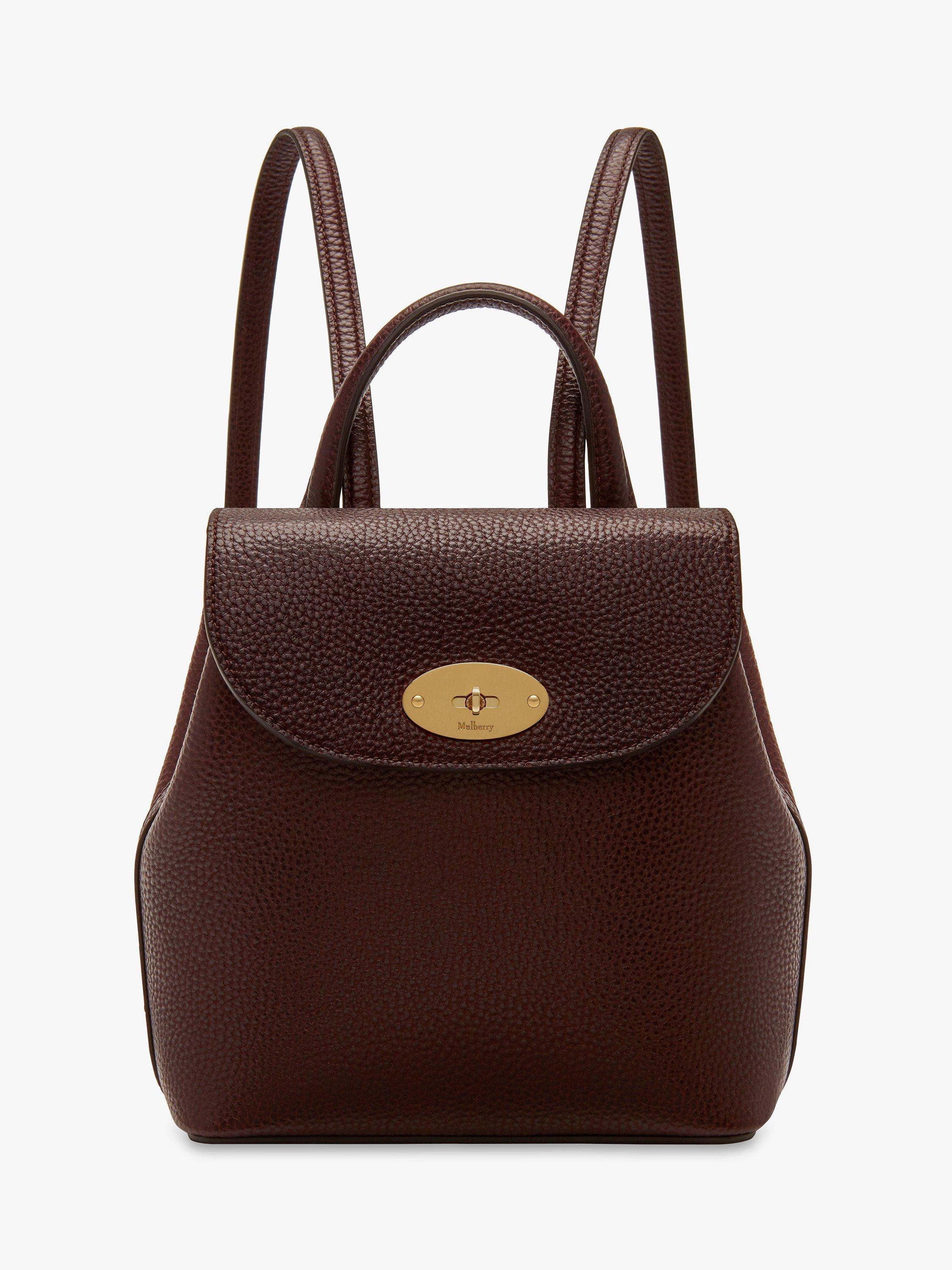 Mulberry Mini Bayswater Grain Veg Tanned Leather Backpack Oxblood