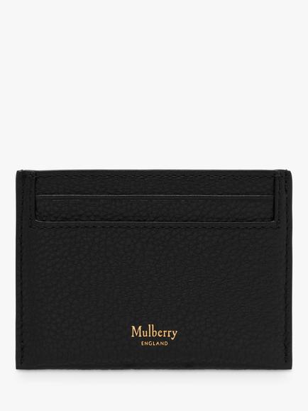Mulberry Continental Small Classic Grain Leather Credit Card Slip, Black/Gold
