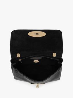 Mulberry Lily Glossy Goat Leather Shoulder Bag - view 2, Black/Gold