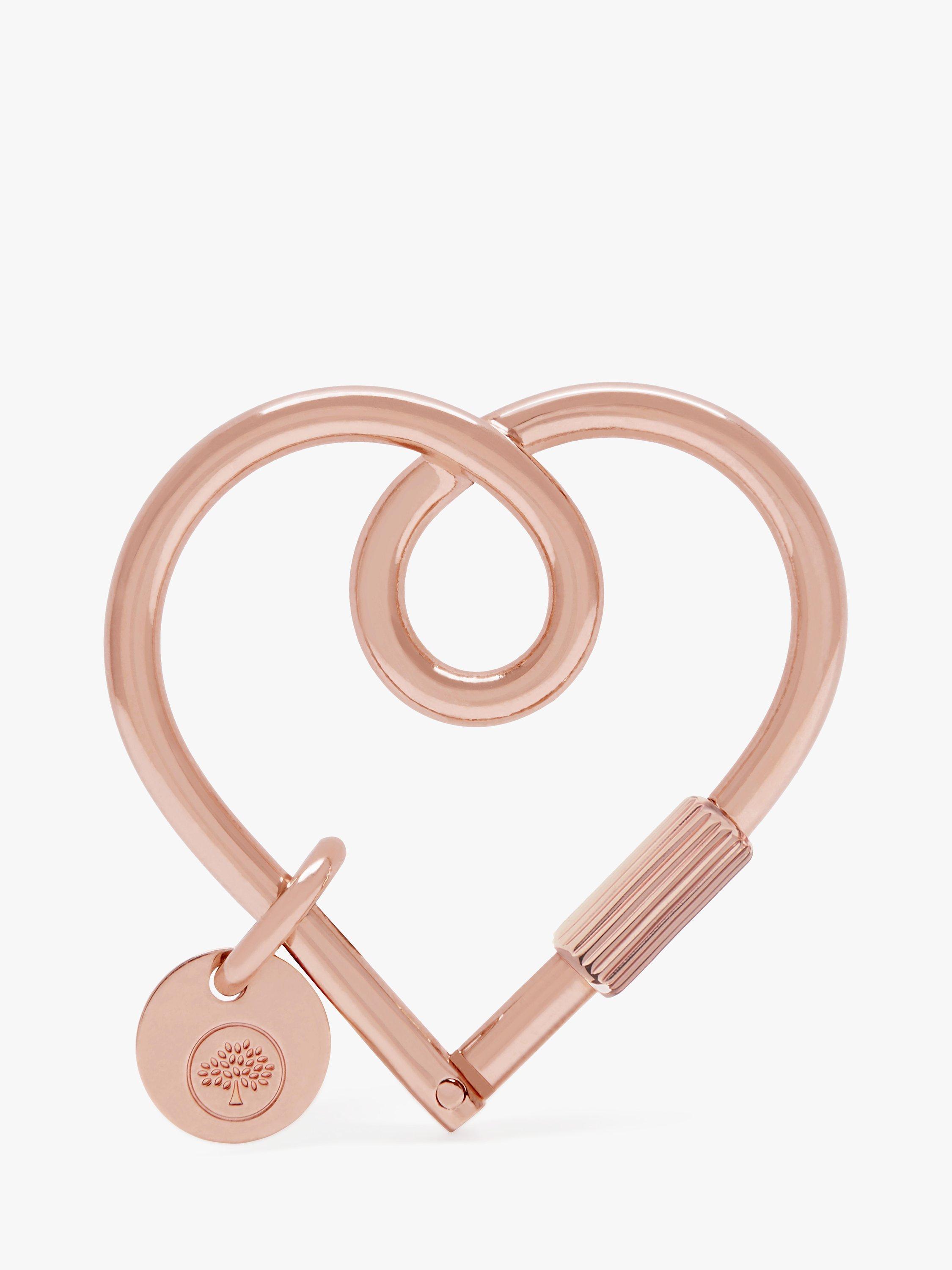 Mulberry Looped Heart Keyring, Rose Gold
