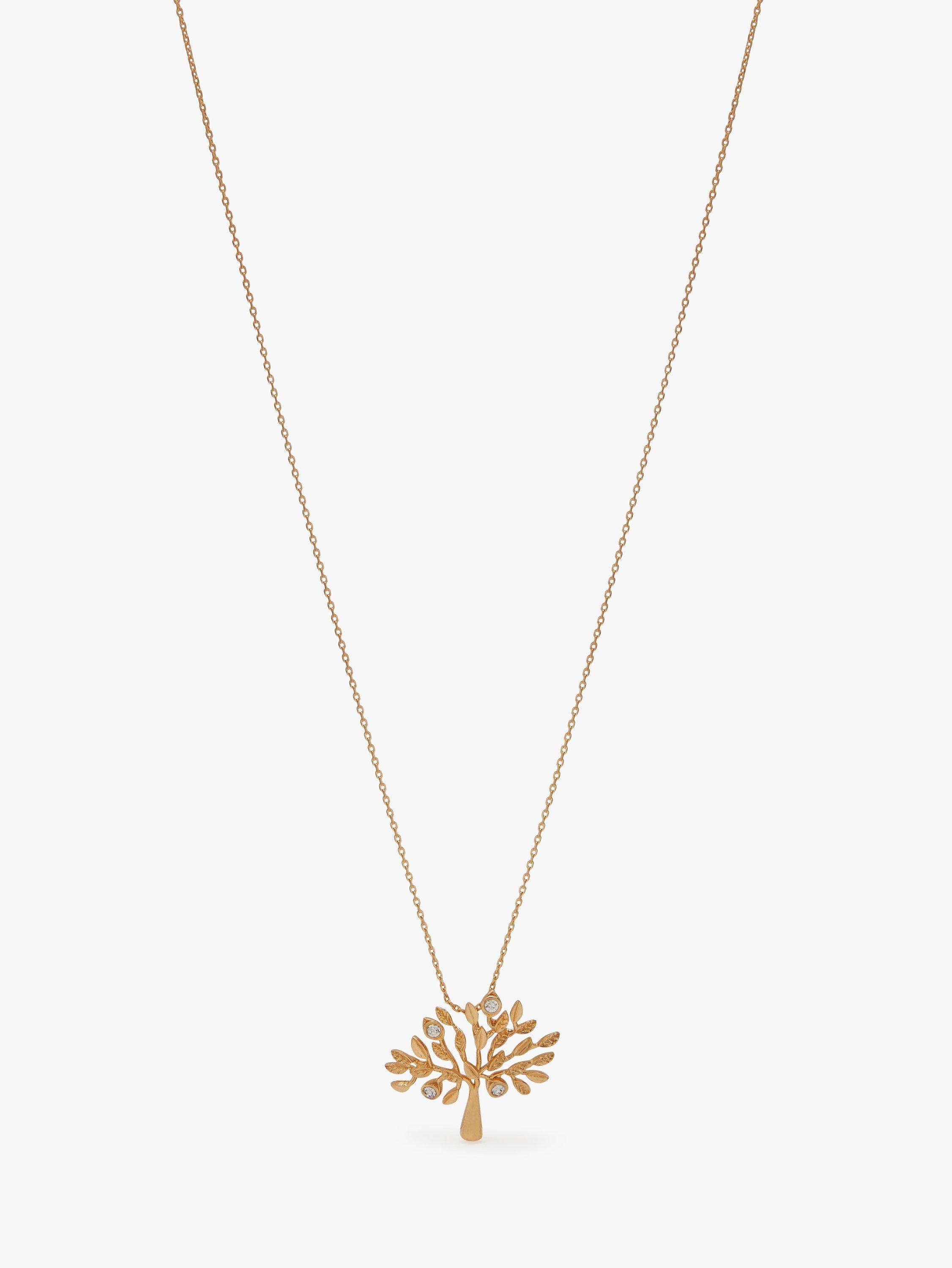 Product image 1 of 2, which shows Mulberry Tree Brass Metal & Swarovski Crystal Necklace, Gold