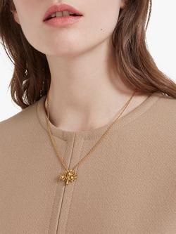 Mulberry Tree Brass Metal & Swarovski Crystal Necklace, Gold - view 2, Brass