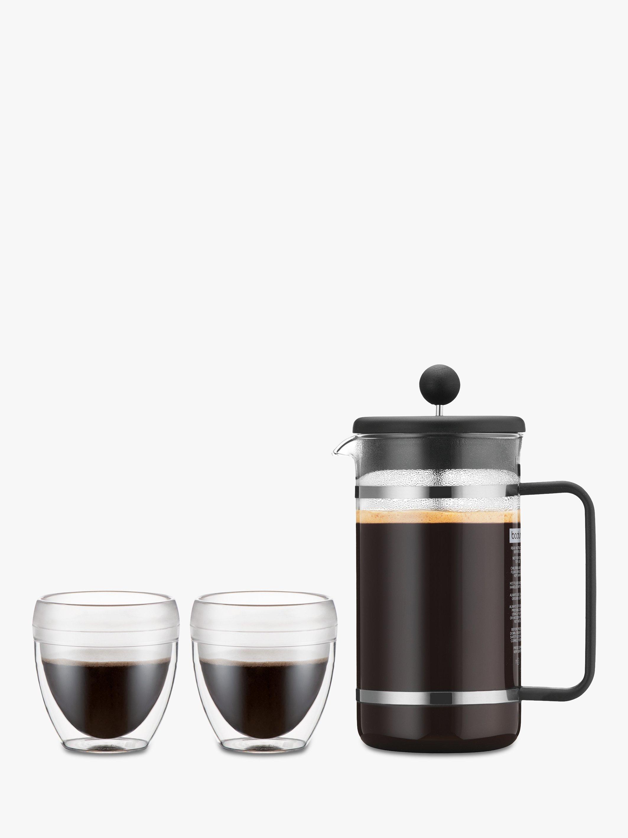 BODUM 8 Cup Shatterproof Caffetteria and 2 Tumblers Set, Clear