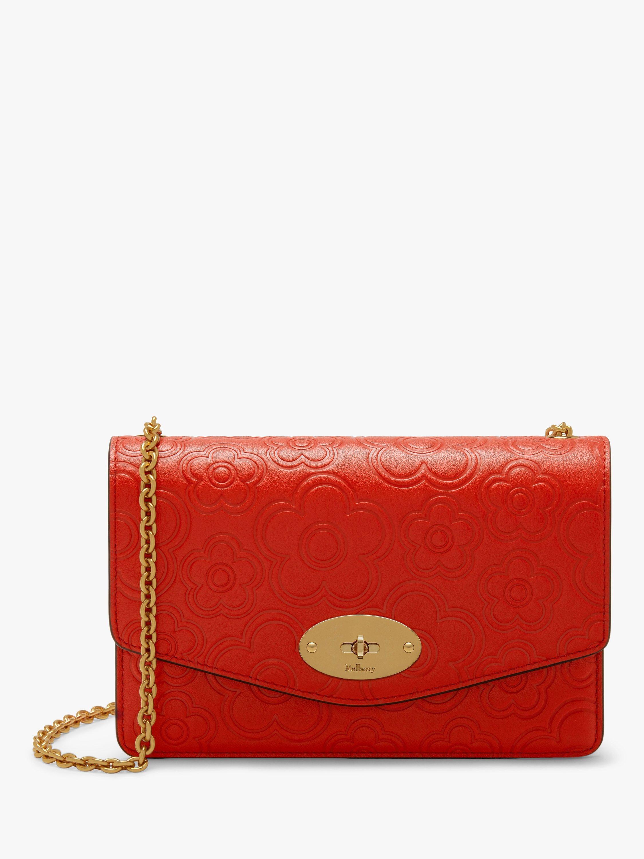 Mulberry Small Darley High Frequency Flower Leather Cross Body Bag Hibiscus Red