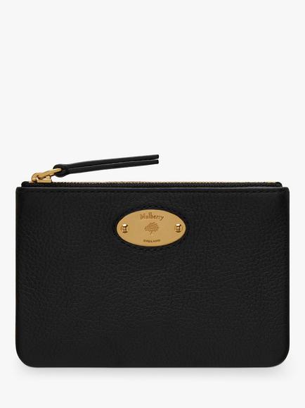 Mulberry Plaque Small Classic Grain Leather Zip Coin Pouch, Black