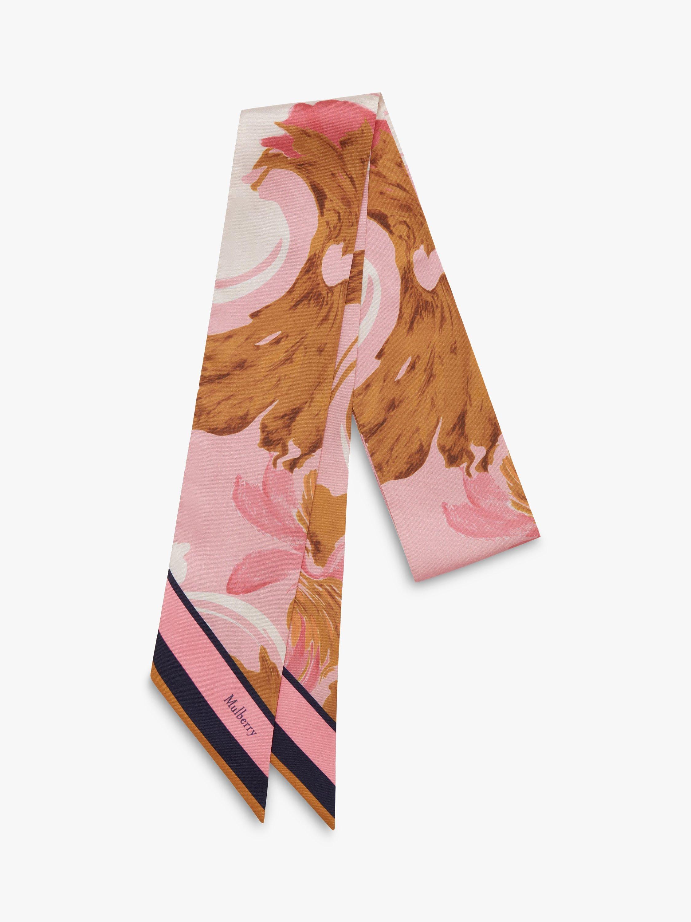 Mulberry Blossom Floral Print Bag Scarf, Sorbet Pink