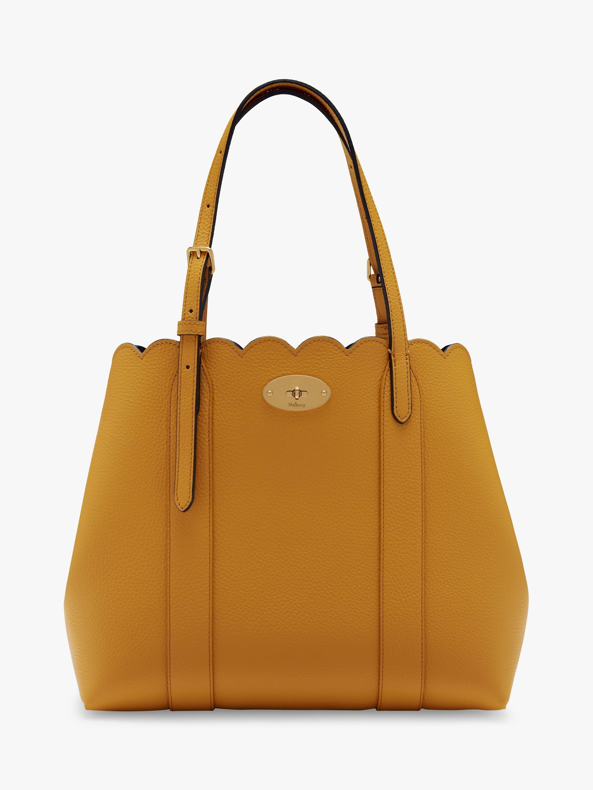 Mulberry Scalloped Bayswater Small Classic Grain Leather Tote Bag, Maize Yellow