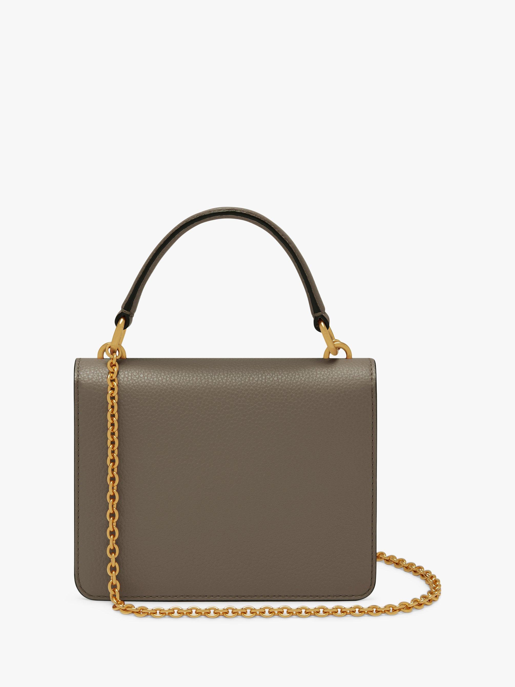 Mulberry Small Harlow Classic Grain Leather Satchel Bag Solid Grey