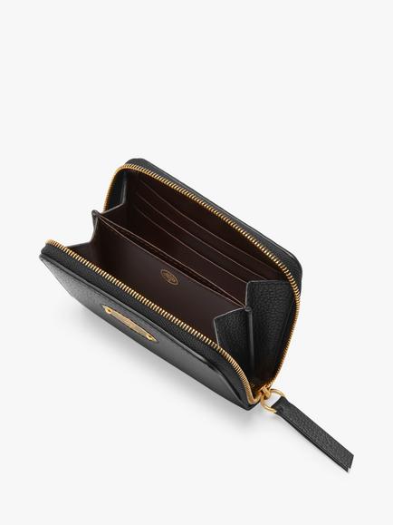 Mulberry Plaque Classic Grain Leather Small Zip Around Purse - view 2, Black