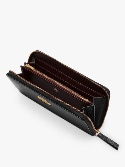 Mulberry Plaque Small Classic Grain Leather 8 Card Zip Around Wallet - view 2, Black