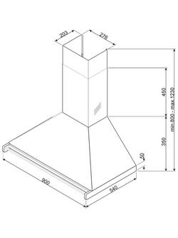 Smeg KD90HXE Chimney Cooker Hood, Stainless Steel - view 2, Stainless Steel
